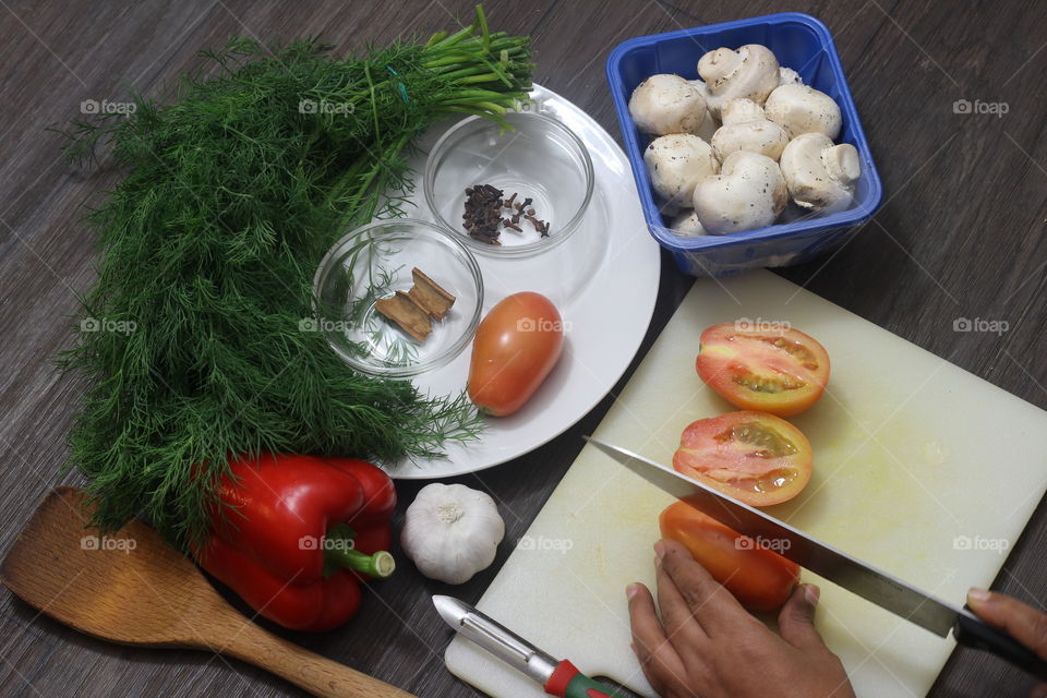 vegetarian ingredients for making dinner 