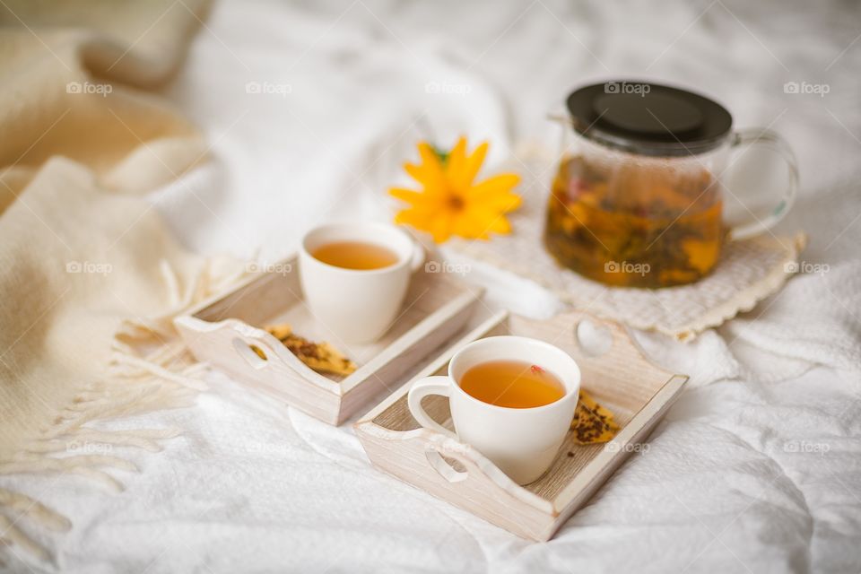 Morning breakfast in bed