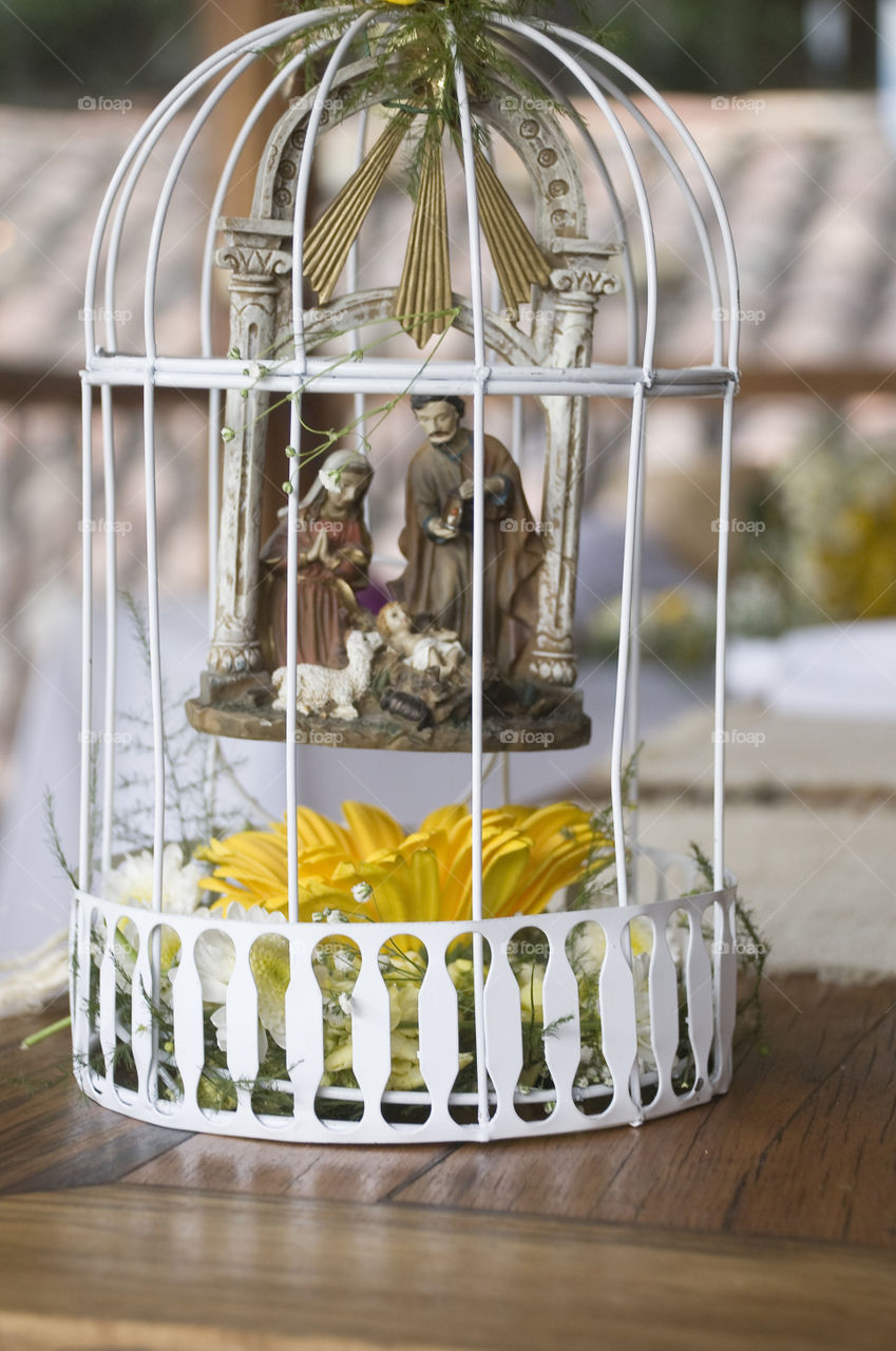 Flowers Decorated cage -Santos - table