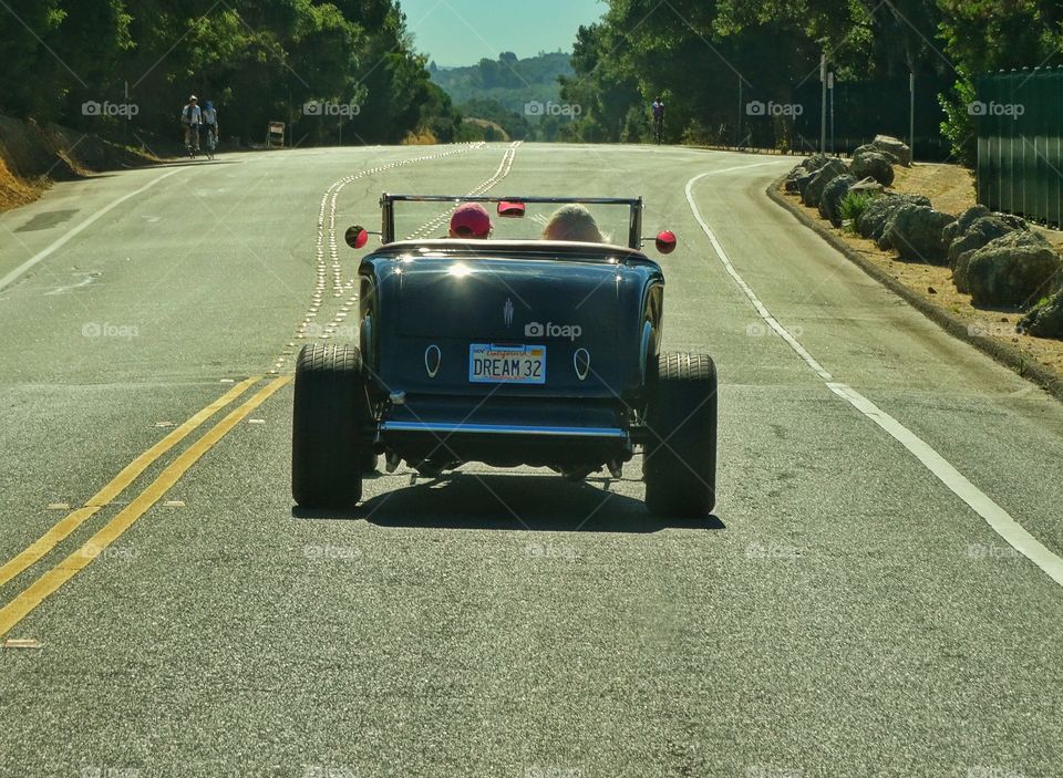 California Cruising. Driving On The Open Road In A Vintage Convertible
