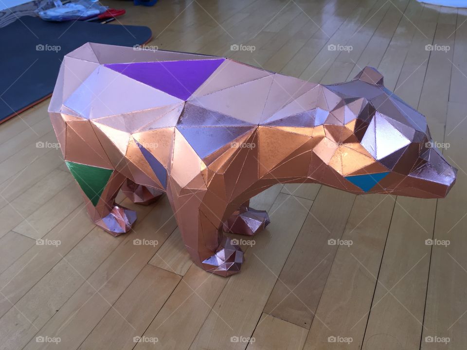 Paper craft copper colored bear