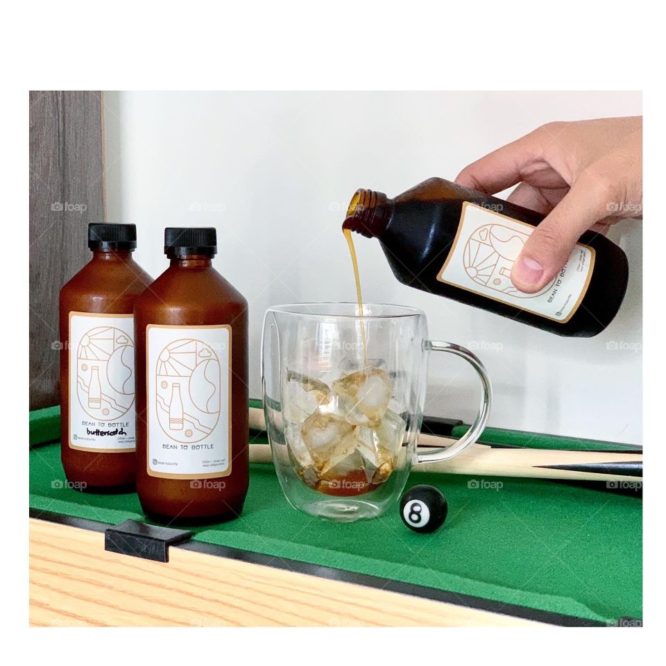 Coffee brew in black, white and butterscotch for afternoon treat 