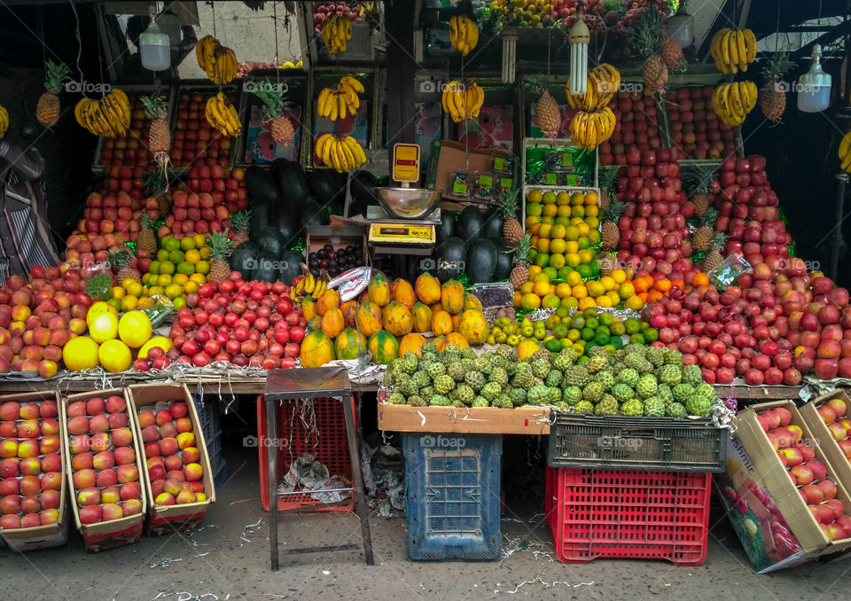 Indian Fruit's Market in the street / Delicious fruits