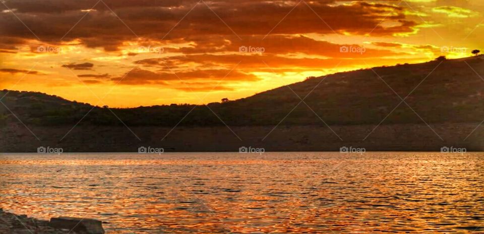 sunset,lake,water,