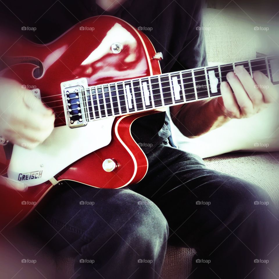 Guitar . Playing electric guitar