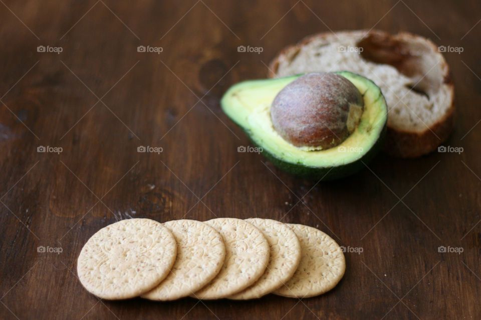 bread, avocado and cookies