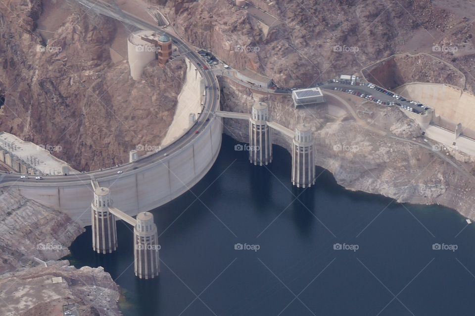 Hoover Dam holding back the water