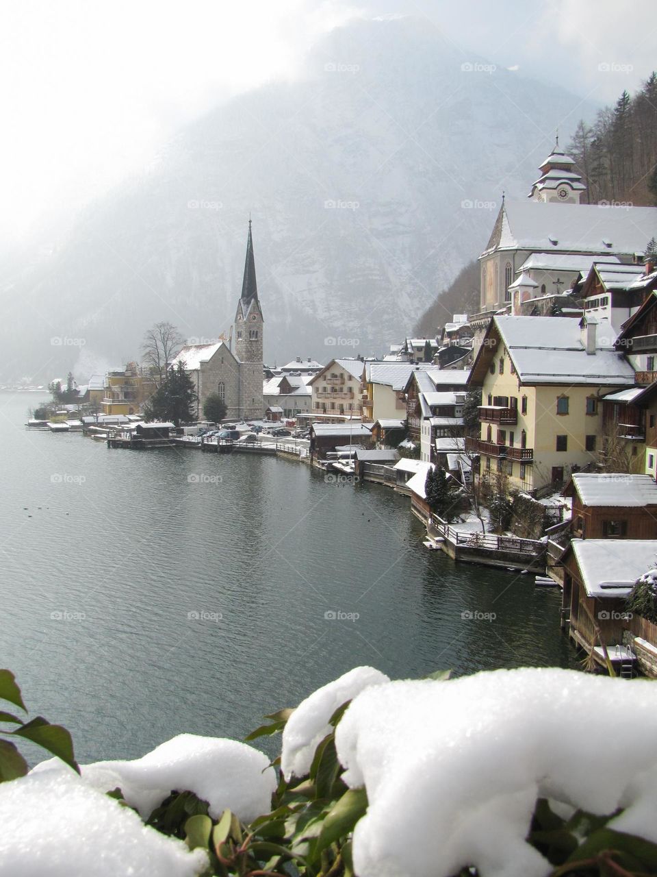 City landscape sourrounded by water in Austria