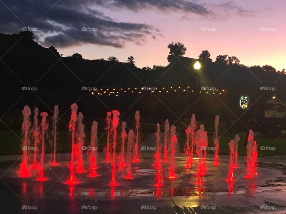 Fountain at dusk 