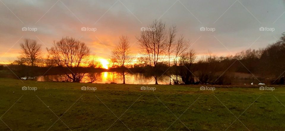 sunset on the lake