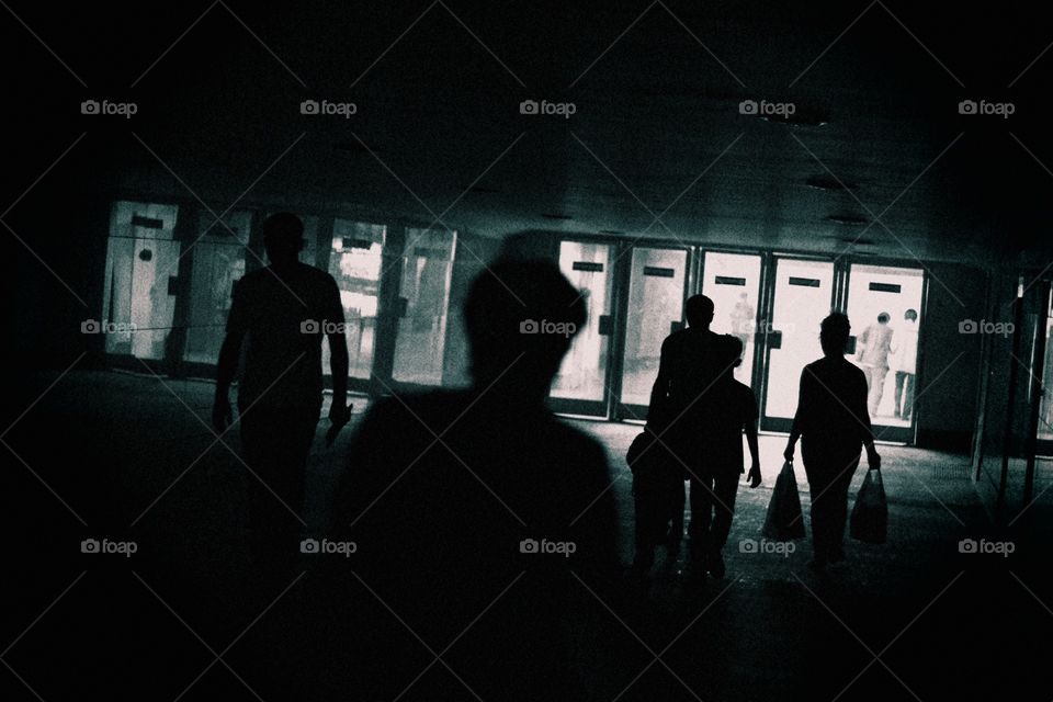 People in the underground tunnel in Moscow, Russia