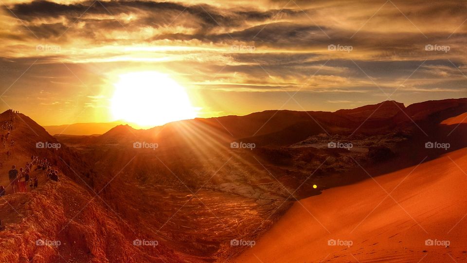 Sunset over Valle de la Luna in Chiles Atacama desert region