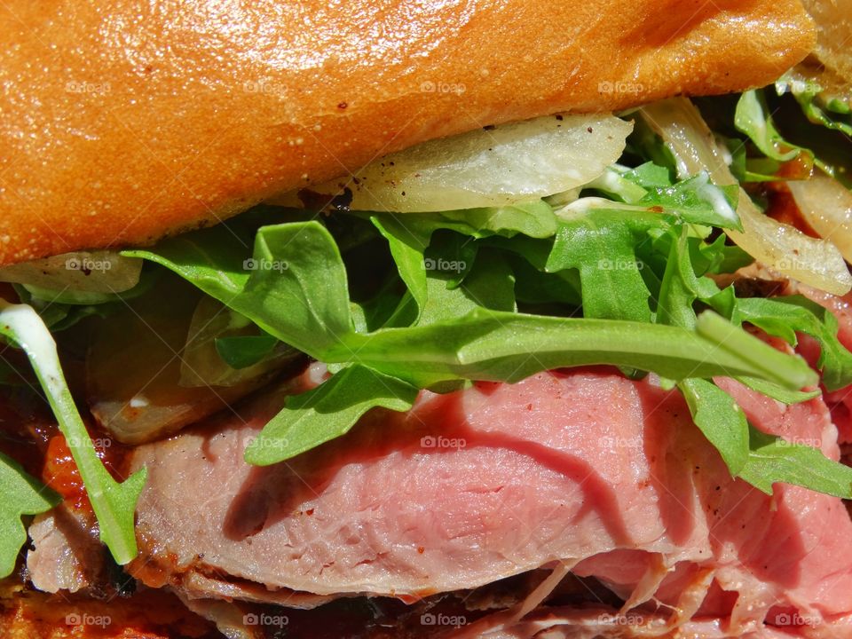 Medium Rare Roast Beef In A Sandwich