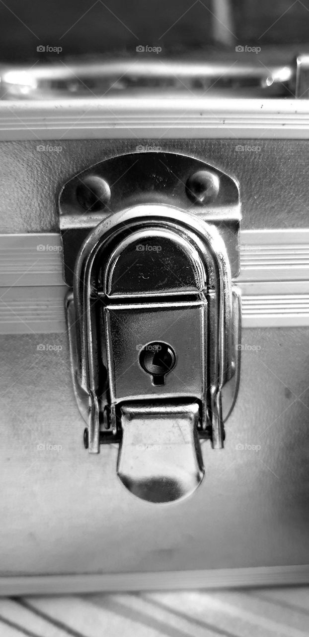 shiny silver metal box lock