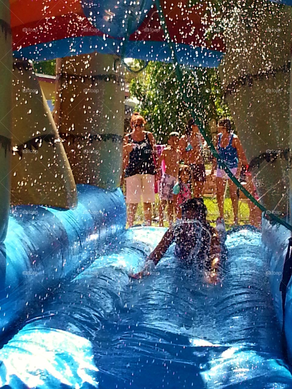 water slide. slip and sliding