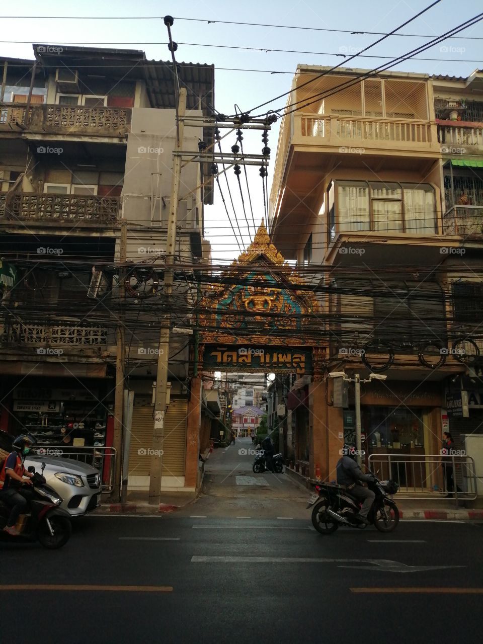 temple between building