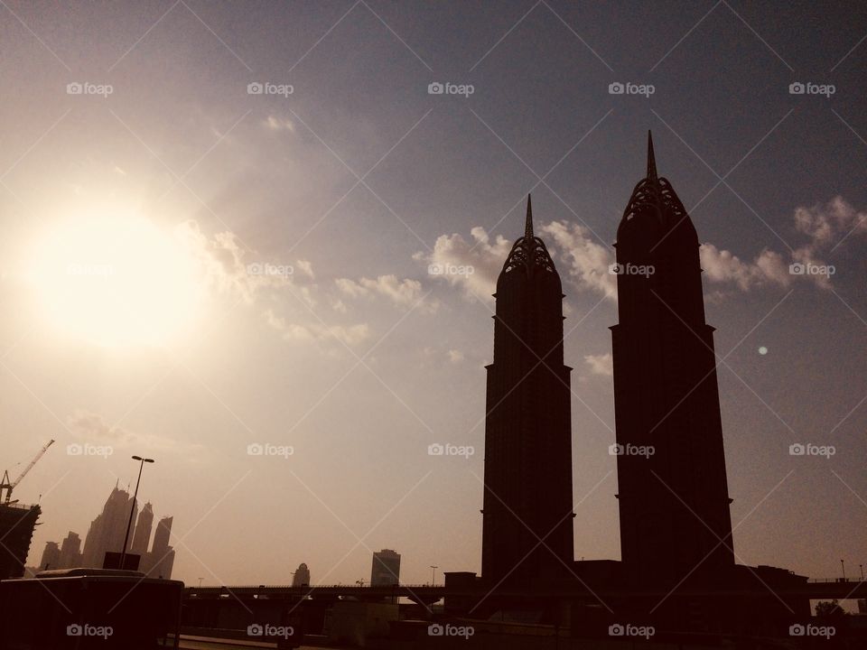Towers in Sunset in Dubai