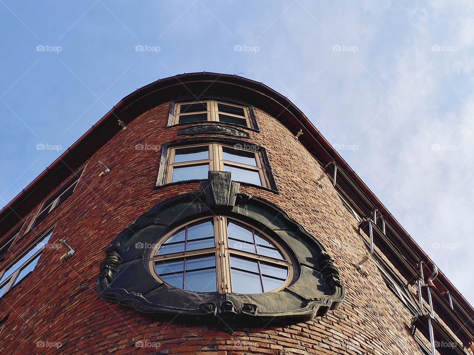 Beautifully window on a one old building in Norway capital city Oslo