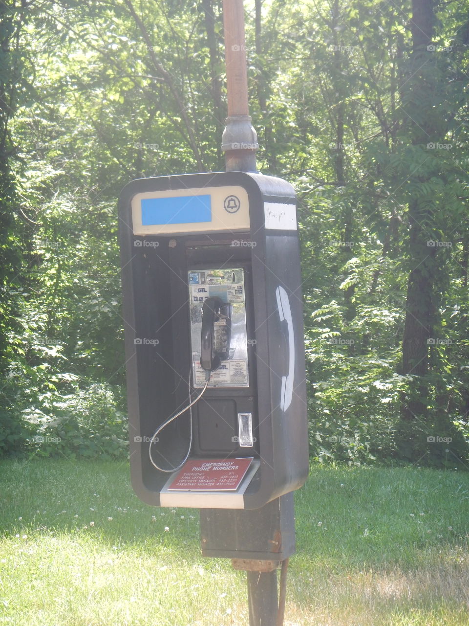 Old payphone in a state park. 