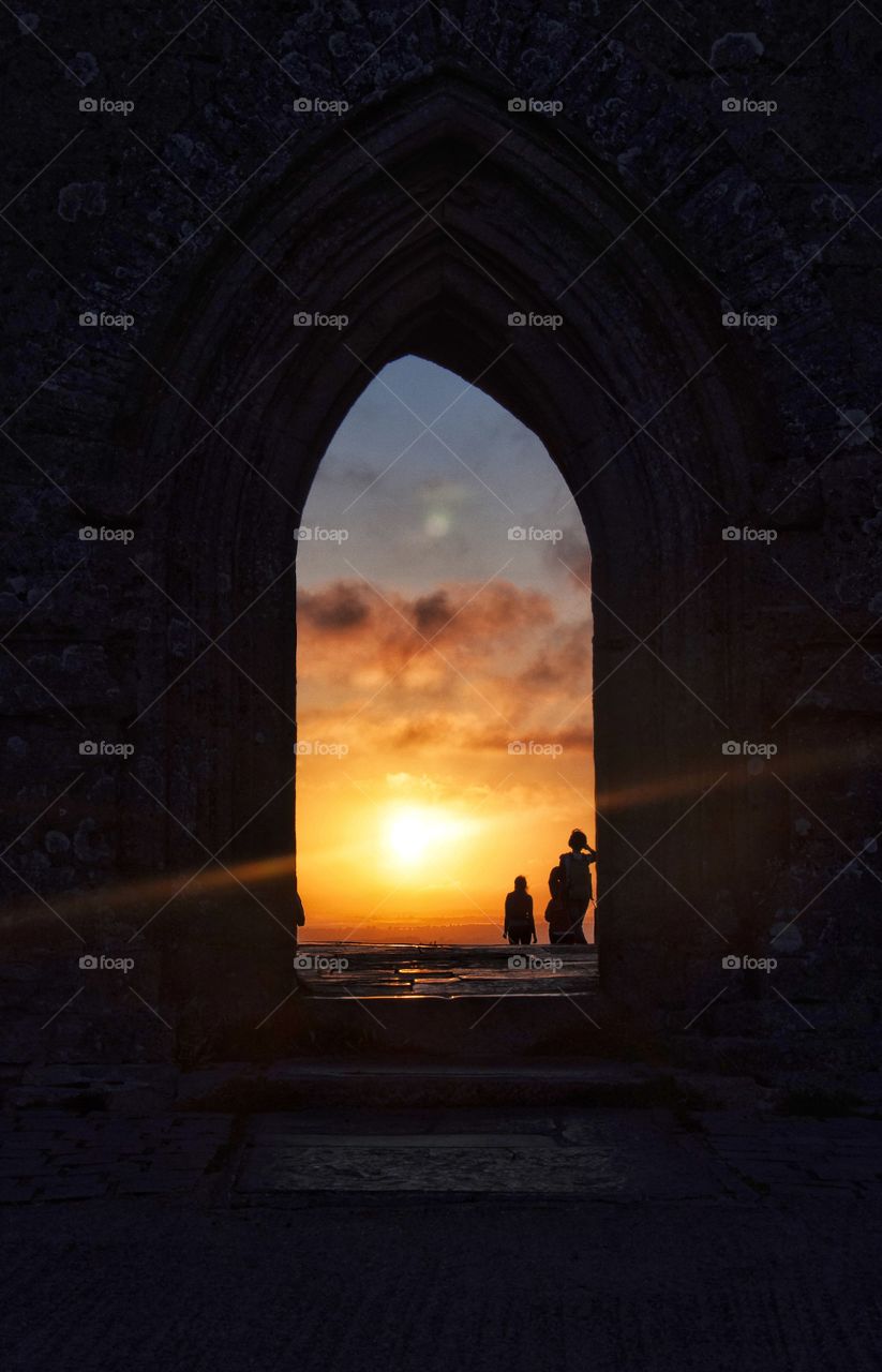 beautiful summer sunrise view from glastonbury hill in england