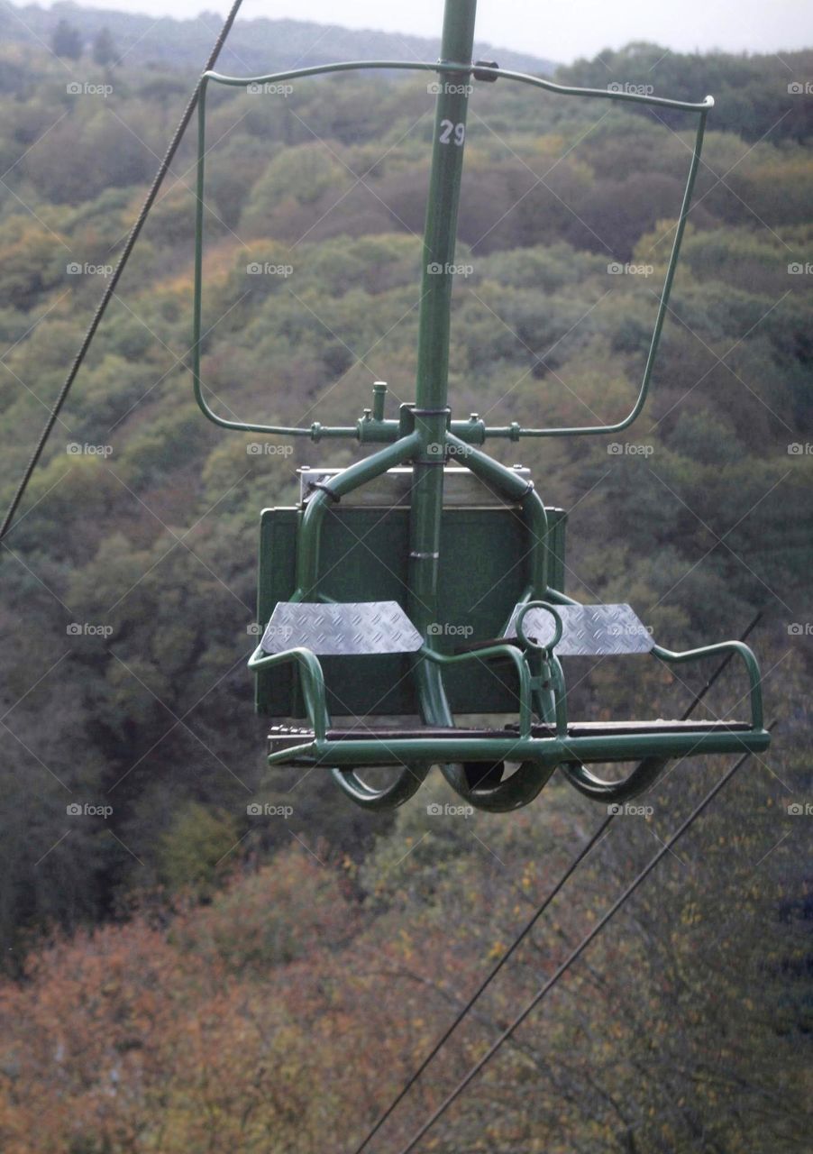 Funicular chairlift over the forest