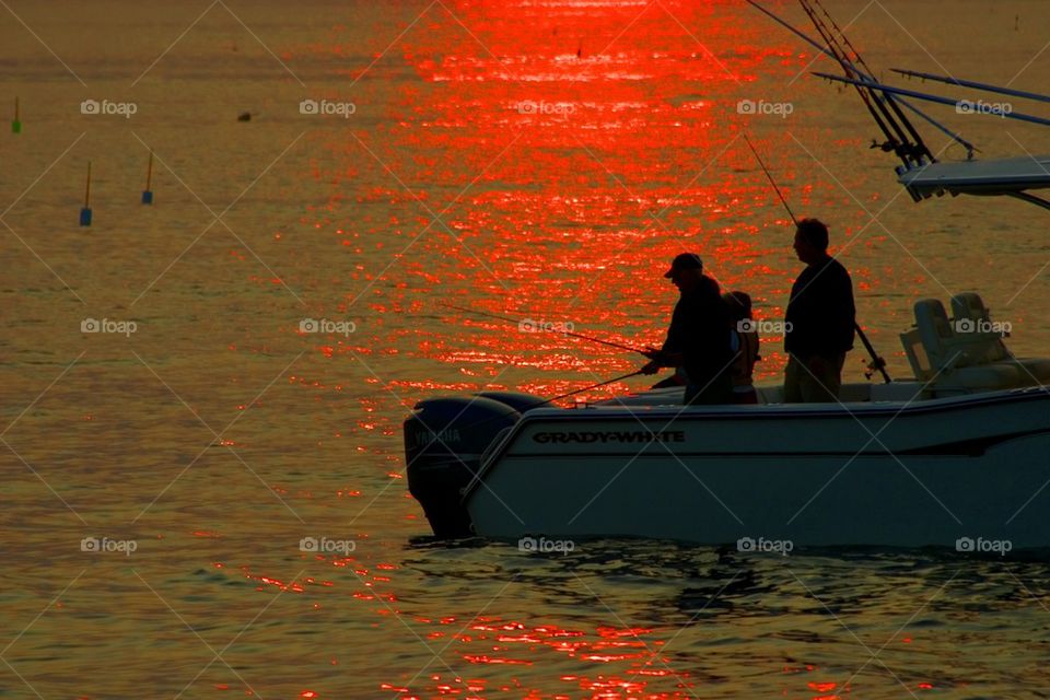 Fishing at the Isles of Shoals at sunset