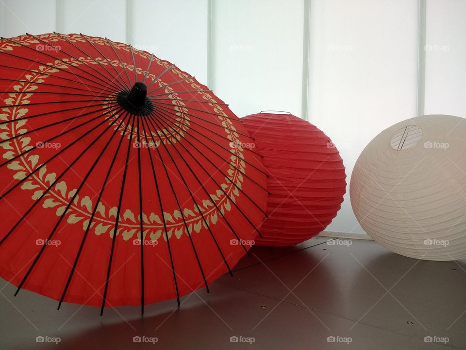 Umbrella and lanterns