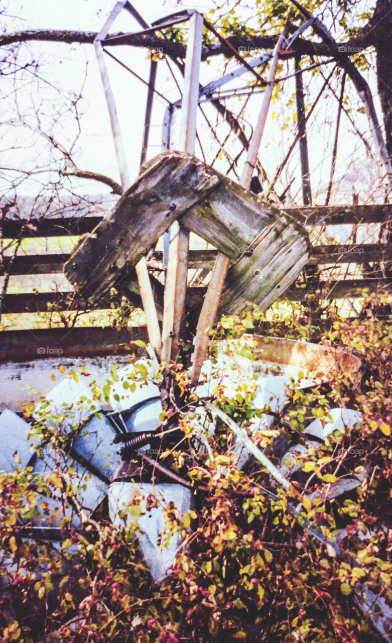 Still intact windmill bows down to Kansas winds