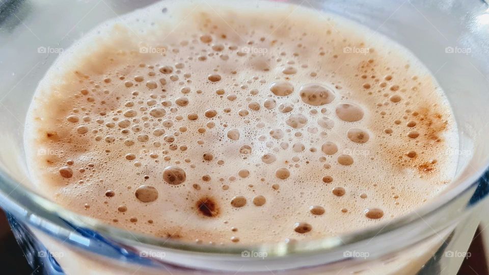 Coffee with creamy froth and bubbles!