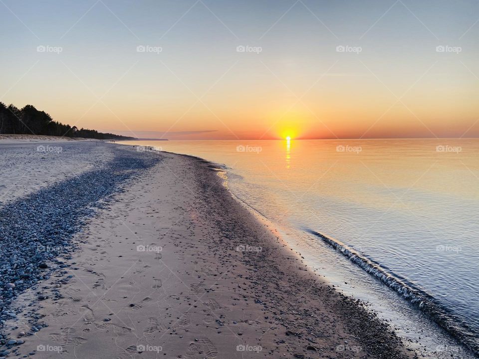 Sunset on the Shores of Lake Superior in the Upper Peninsula of Michigan