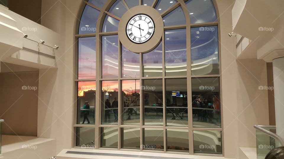 big window at the train station in Champaign/Urbana Illinois