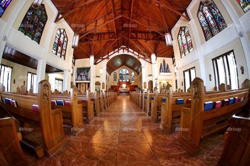 Sunday early prayers. One of the oldest churches in South Florida. 