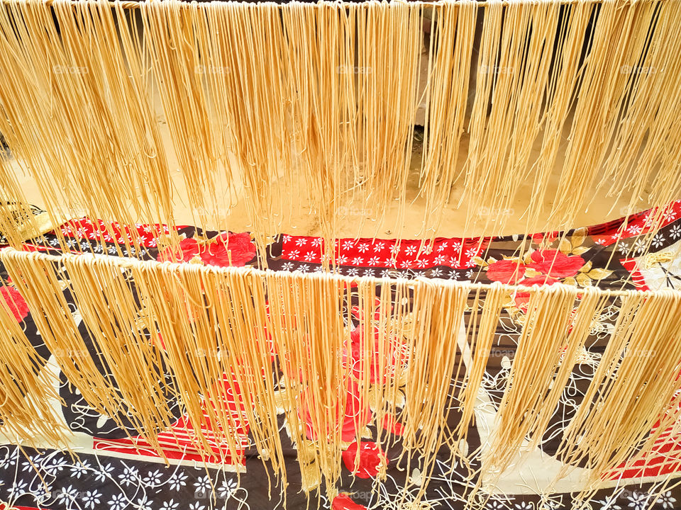 Dried Saviyan rope made of dough to dry in the sun.Seviyan is made in India in the month of Sawan.