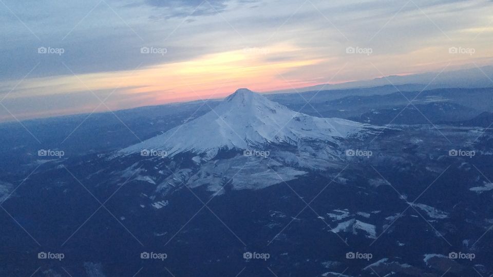 Mount Hood, Oregon from 35,000 feet