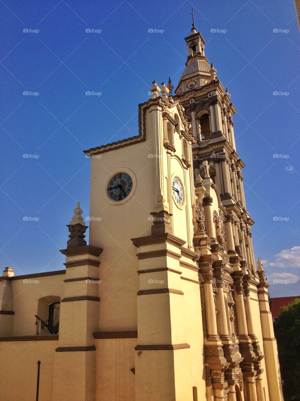 Monterrey city cathedral on a brigh sunny spring day