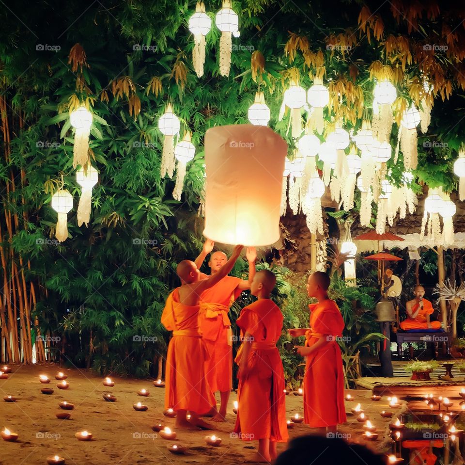 Festival candle light loy kratong,Thailand