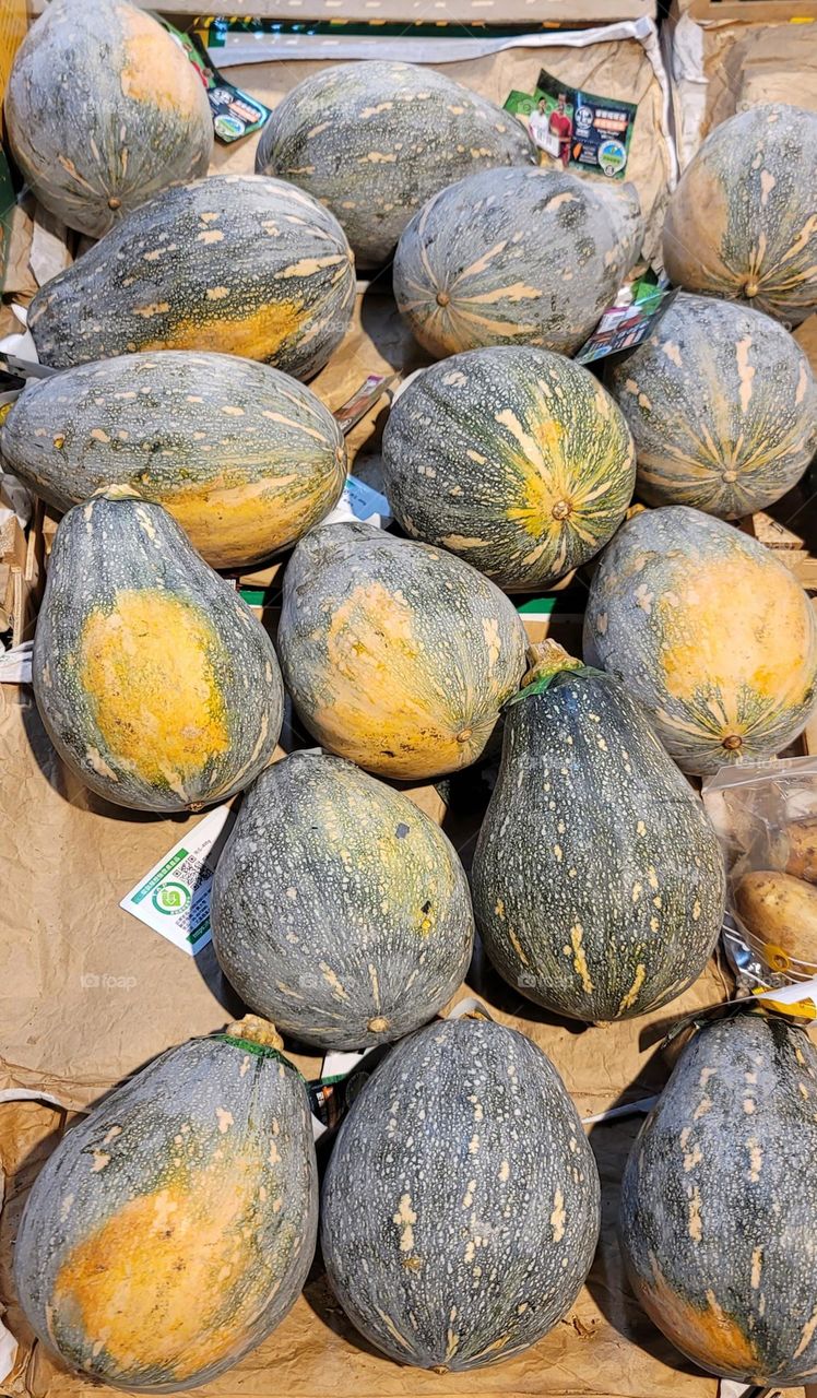 Pumpkins in supermarket