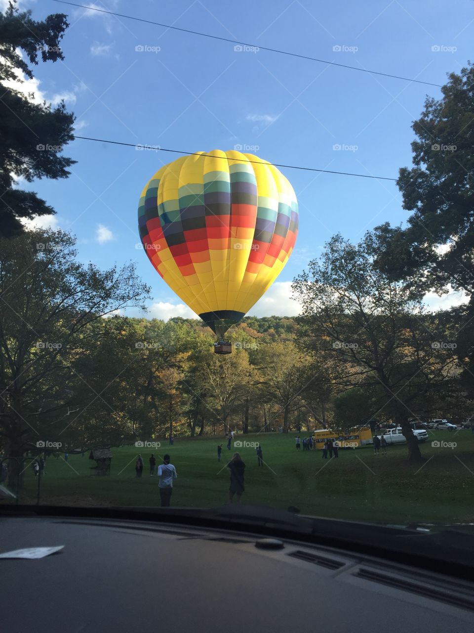 Picturesque hot air balloon in the autumn