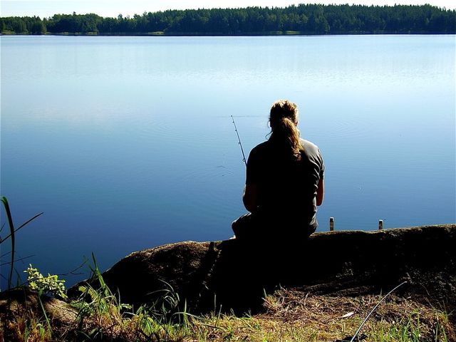 Fishing in the lake