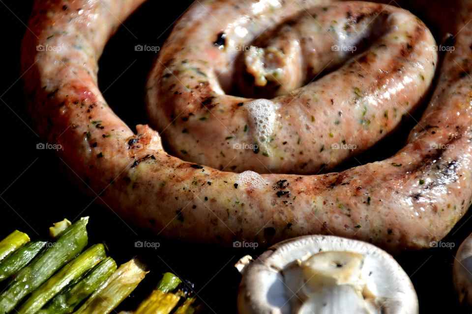 Close-up of grilled sausage