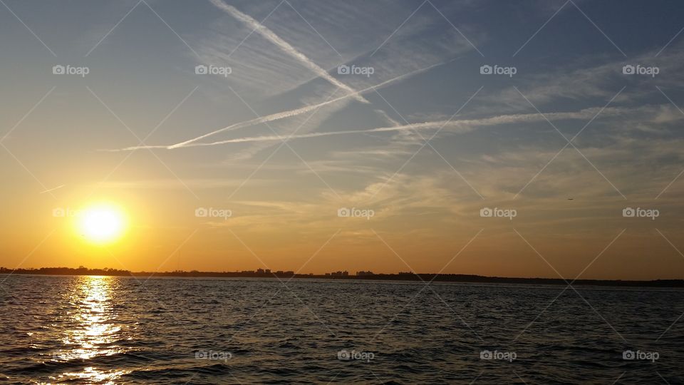 Sunset and Jetstream on the Water