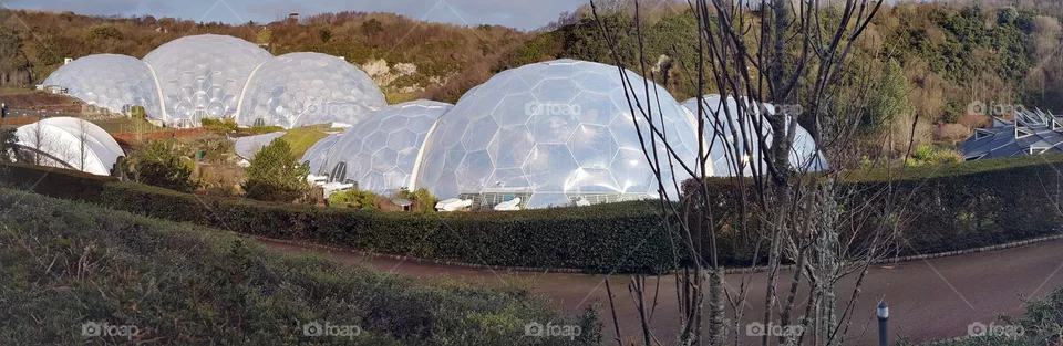 Panorama of the Eden Project nr. St Austell in Cornwall England