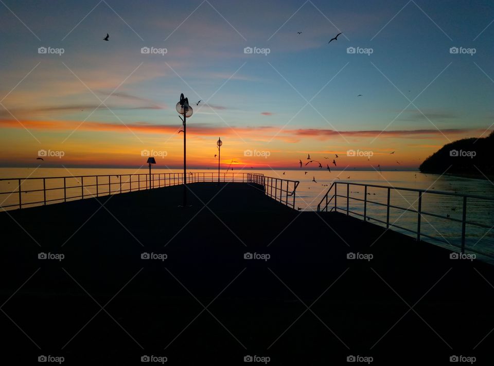 sunrise over the Baltic sea in Poland