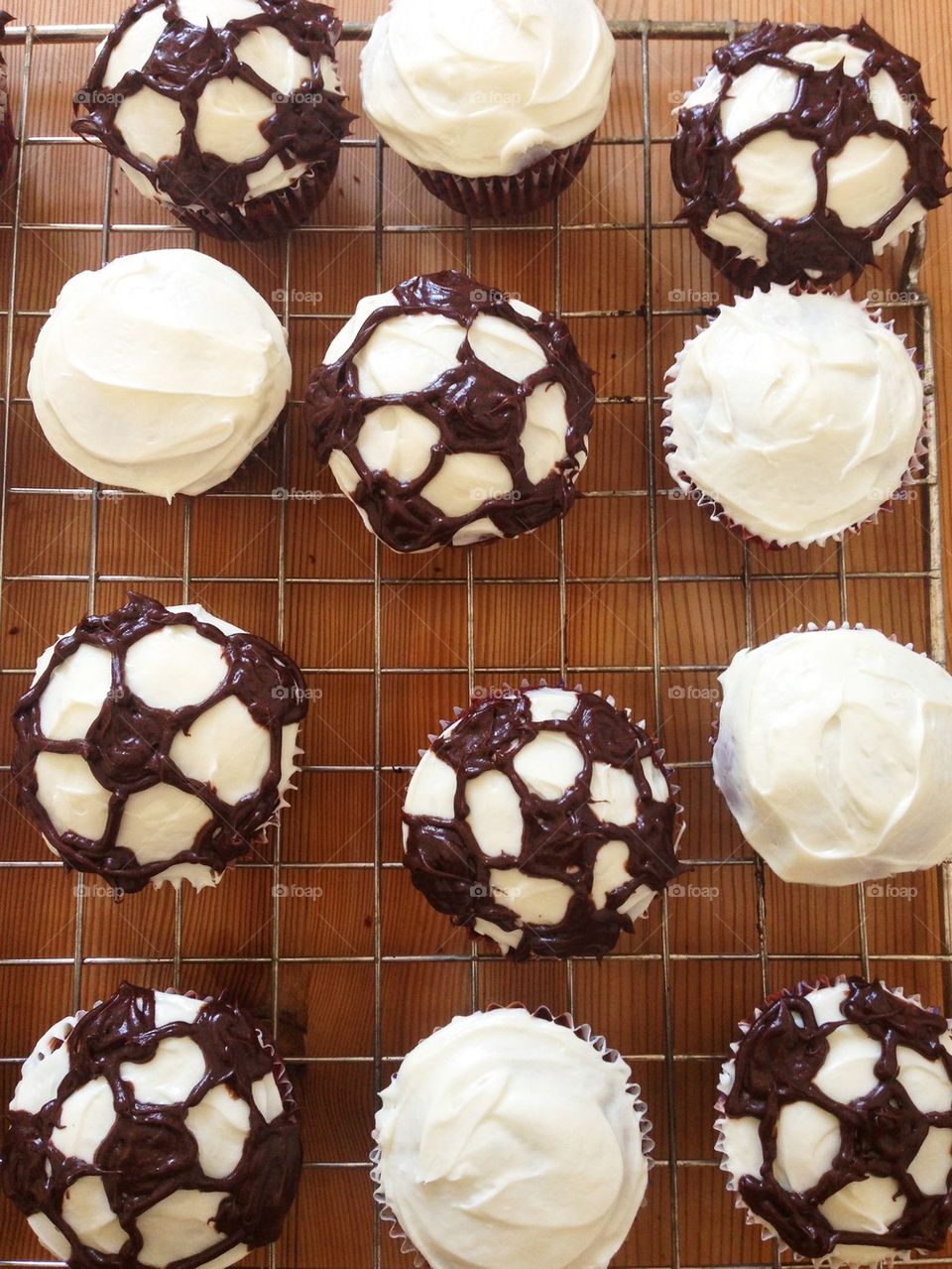 Soccer ball cupcakes 