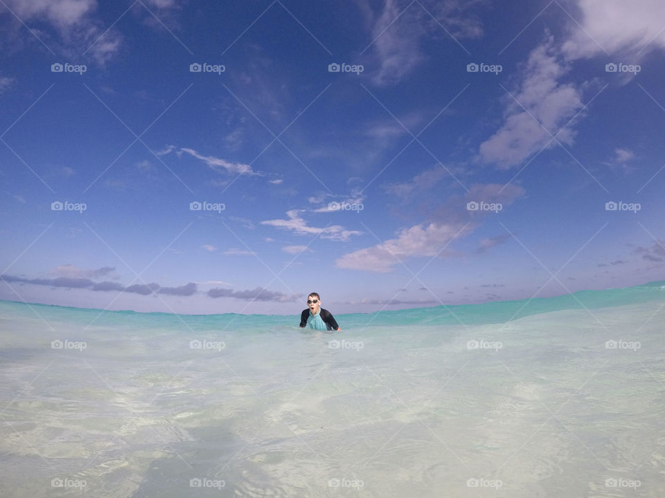 Swimming in the Ocean on Vacation 