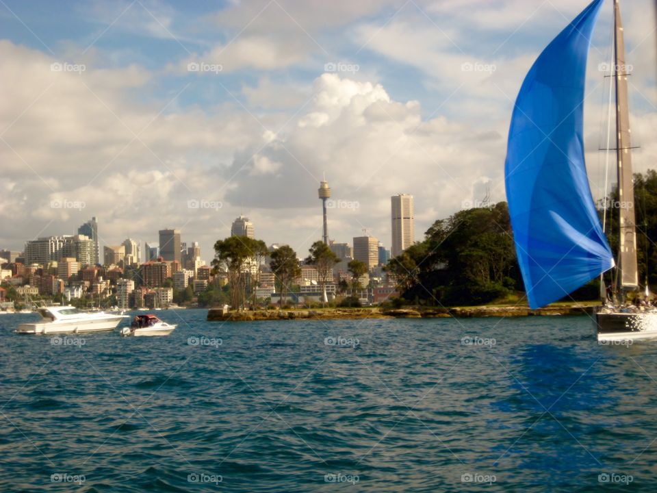 Blue Sail. Darling Harbour in Sydney 