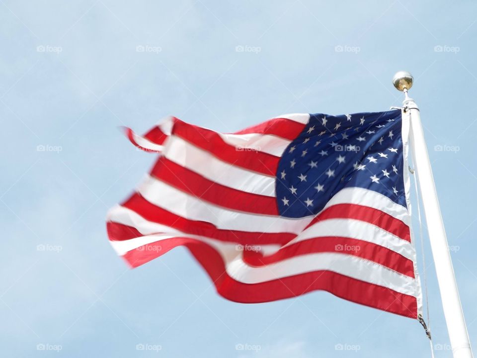 USA flag flying in the wind