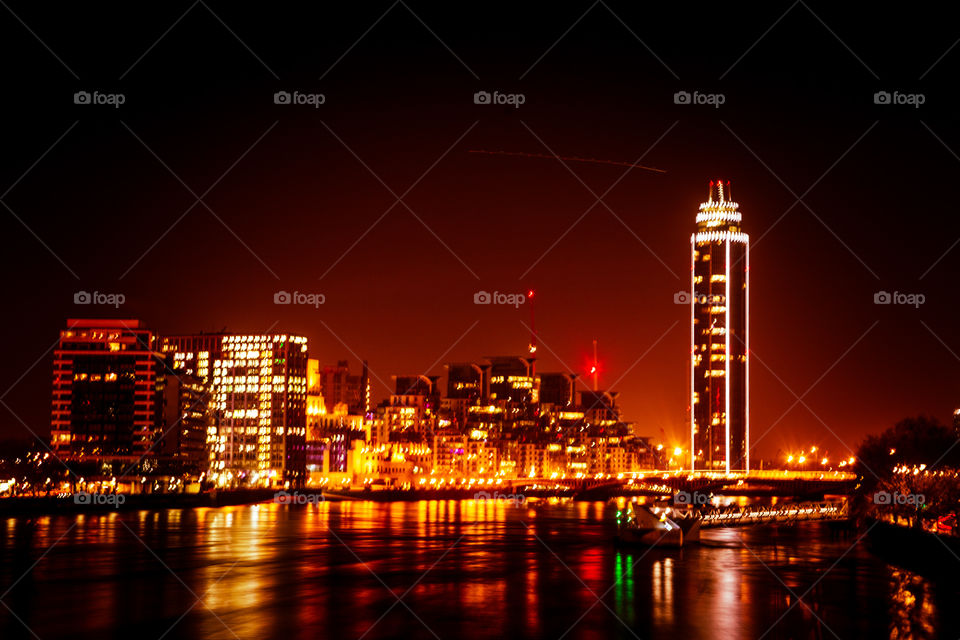 A beautiful night scene of London, United Kingdom. Artistic, colorful photo of a city.