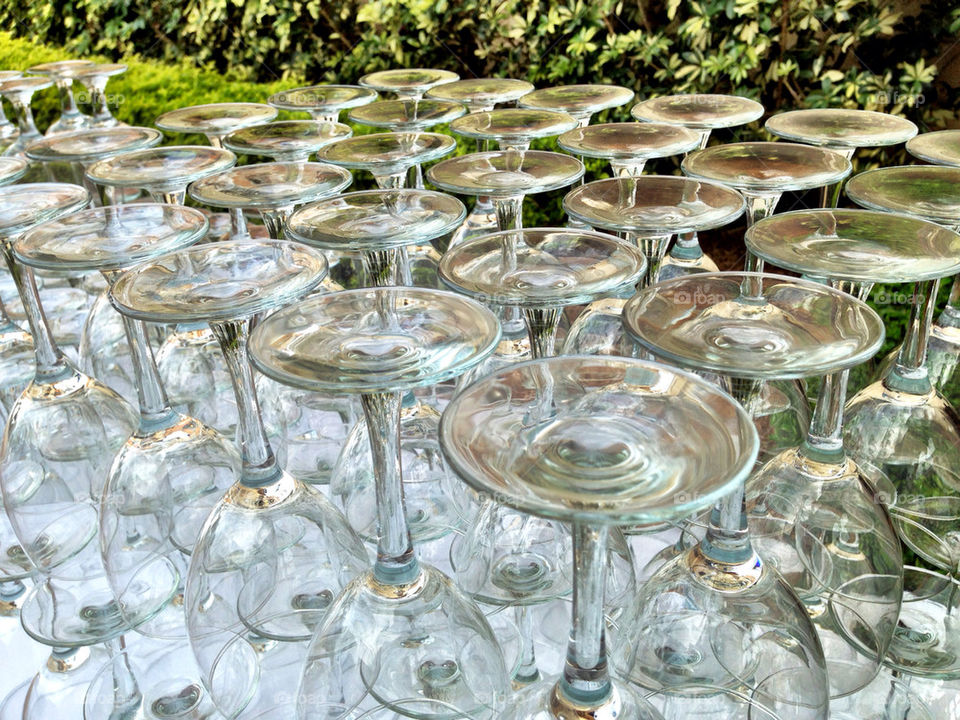 Glasses. Wine glasses upside down in a party 