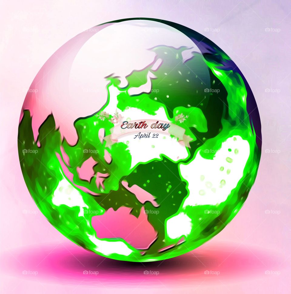 Pink shade planet background white and globe showpiece behind of earth sticker  